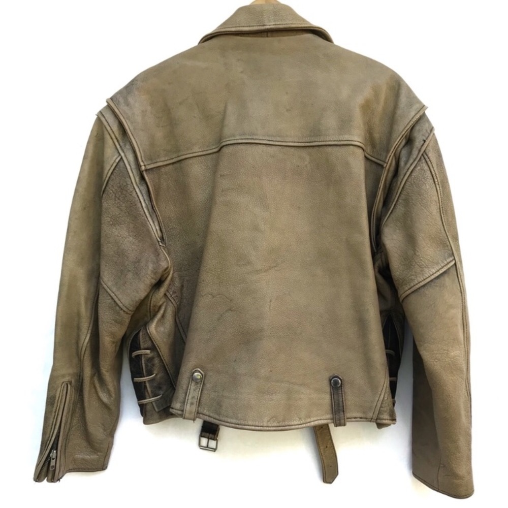 Vintage Distressed Leather Motorcycle Moto Jacket - Picture 2 of 7